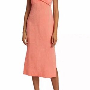 NWT Matthew Bruch twist front midi dress in red linen